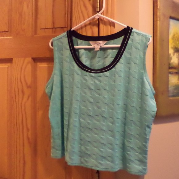 Ming Wang Tank Vest Top   ~ Sleeveless ~  Mint Green Jacquard Design   Size: XL - Picture 1 of 8